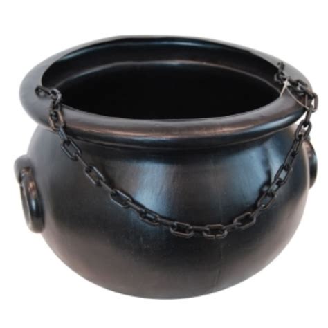 Black Witches Cauldron with Grey Flames 10"