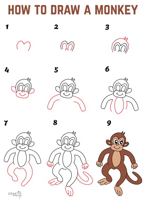 Easy Monkey Drawing (Step by Step How to Draw) - Crafty Morning