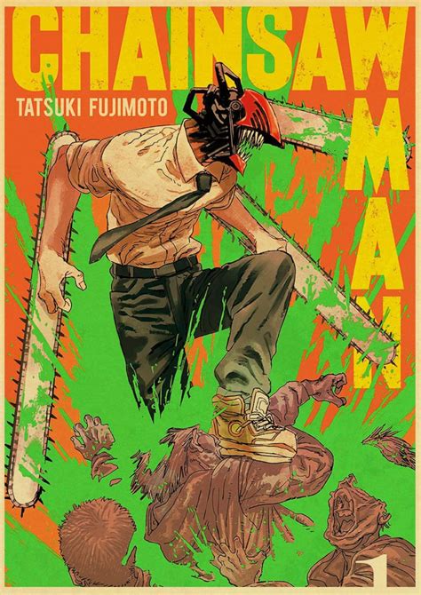 Anime Chainsaw Man Posters Retro Kraft Paper Prints High | Etsy