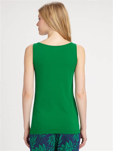 Dkny Cotton Tank Top in Green | Lyst