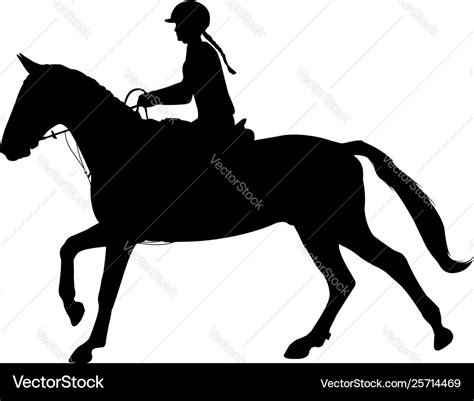 Young woman riding horse silhouette equestrian Vector Image