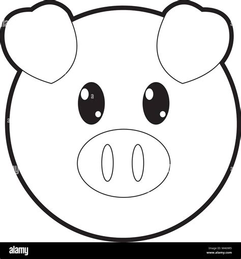 outline pig head cute animal character Stock Vector Image & Art - Alamy