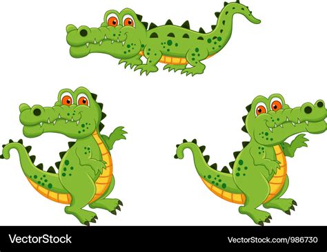 Funny crocodile cartoon collection Royalty Free Vector Image