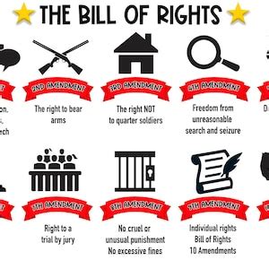 The Bill of Rights, 10 Amendments, U.S. Constitution, Freedoms, Social ...