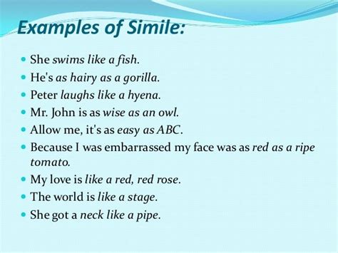 EXAMPLES OF SIMILES - alisen berde