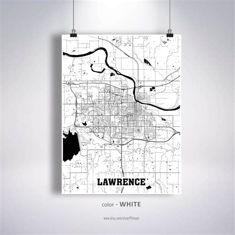 Lawrence Map Print Lawrence City Map Kansas KS USA Map | Etsy