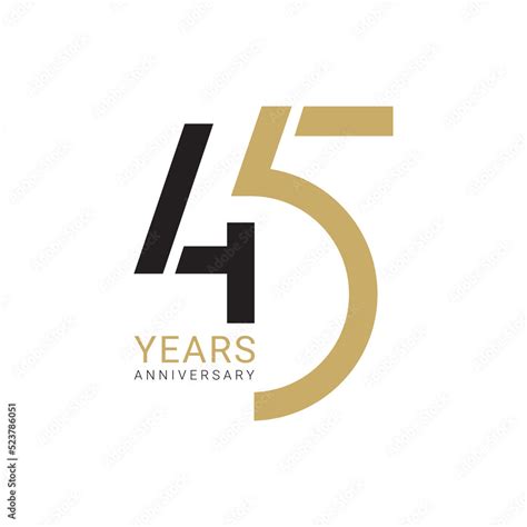 45th, 45 Years Anniversary Logo, number, Golden Color, Vector Template ...