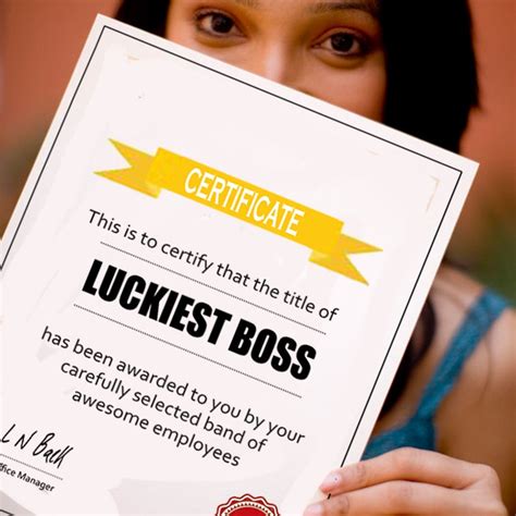 Funny Luckiest Boss Gift Award Certificate Personalize Custom - Etsy ...