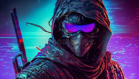 Shadow Warrior Cyberpunk Ninja. Generative AI Stock Image - Image of ...