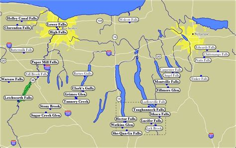 Map of WaterFalls of the Finger Lakes