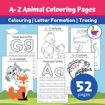 A-Z Animal Coloring Worksheets for Children by UptoSix Kids | TPT