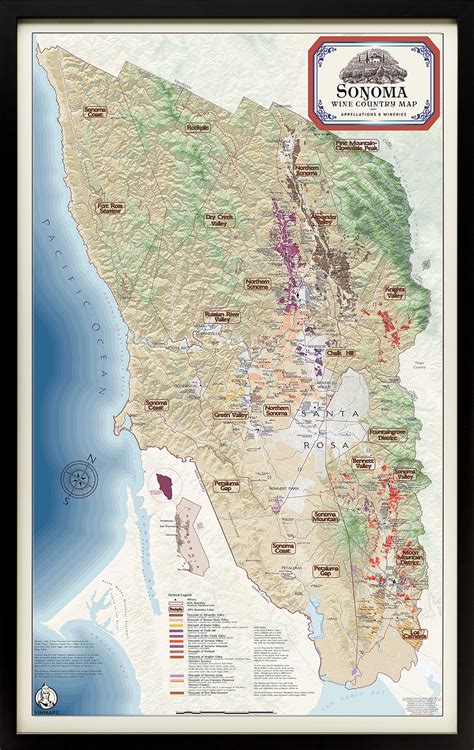 Wine Regions of Sonoma County Map – Framed - VinMaps