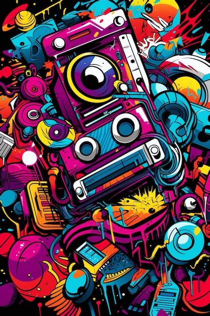 Premium AI Image | Hip Hop Graffiti 90s retro background