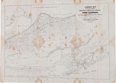 California Gold Rush Map Published in 1849. "Lawson's Map from Actual ...