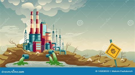 Industrial Pollution of Environment Cartoon Vector Stock Vector ...