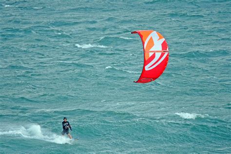 Windsurfer Canopy On Green Sea Free Stock Photo - Public Domain Pictures