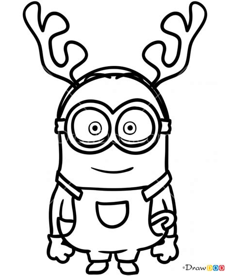 How to Draw Minion, Christmas Cartoons | Minion coloring pages, Minion christmas, Christmas drawing