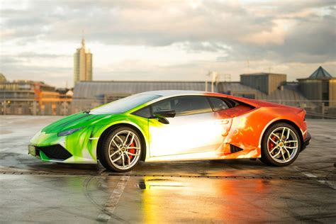 Lamborghini Huracan Wrapped in Tricolor Flames by Print Tech - GTspirit