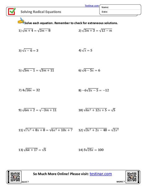 Free solving radicals worksheet, Download Free solving radicals ...