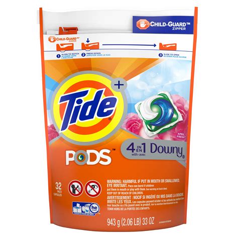 Tide Pods Plus Downy April Fresh, 32 Ct Laundry Detergent Pacs ...