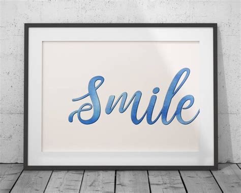 Smile Word Art Printable Wall Art Smile Print Smile Wall