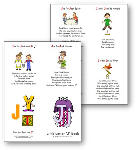 List of nursery rhymes and songs for letter J (free printable book!) - The Measured Mom