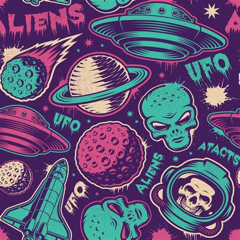 UFO vector seamless background 17067906 Vector Art at Vecteezy