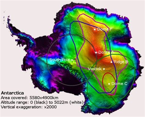 Map of Antarctica with coloured topography. | Antarctica, Places to go, Topography