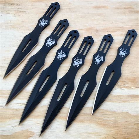 6PC 5.5" SPIDER Naruto Kunai HUNTING Throwing Knives Ninja Knife Set + SHEATH - MEGAKNIFE