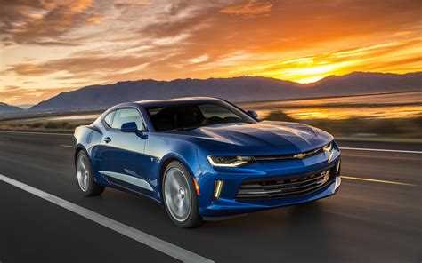 Chevrolet Camaro blue car, speed, sunset wallpaper | cars | Wallpaper ...