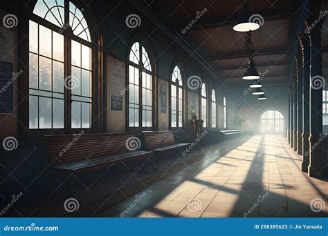 Luxury Interior of an Old Train Station. 3d Rendering Stock Illustration - Illustration of light ...