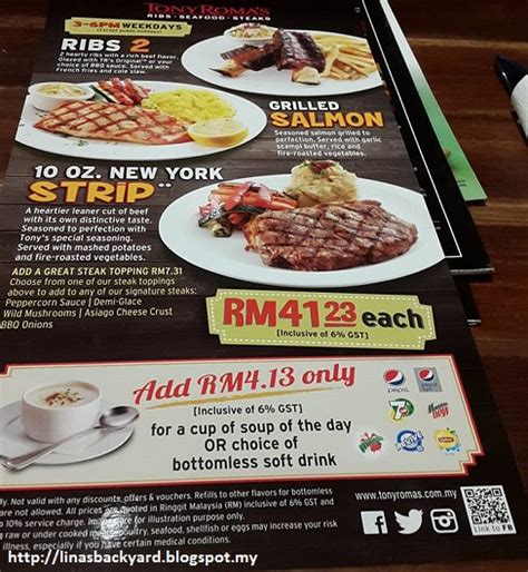 tony roma's malaysia menu price 2018 - David Lowe