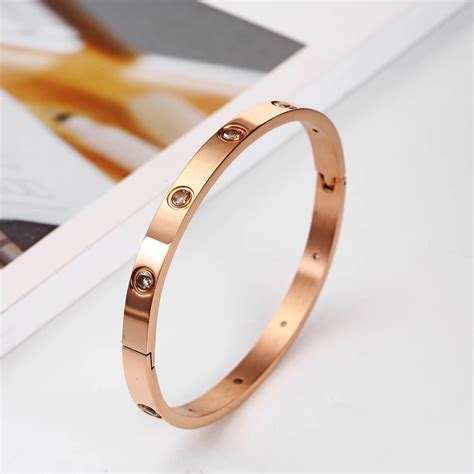 Rose Gold Bracelet women’s bracelets Crystal bangles for women Bohemian Stainless steel Fashion ...