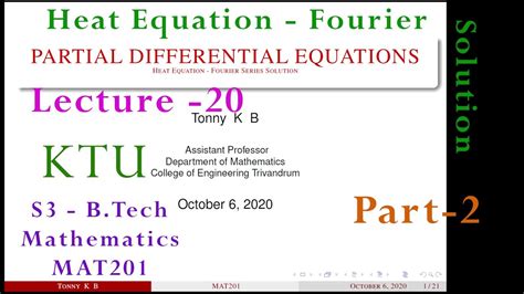 Heat equation | Fourier Series Solution-2 | PDE-20 - YouTube