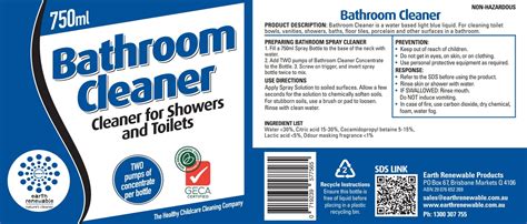 Bathroom Cleaner Spray Bottle Label x 5 – Earth Renewable