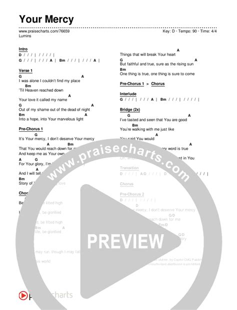 Your Mercy Chords PDF (Lumins) - PraiseCharts