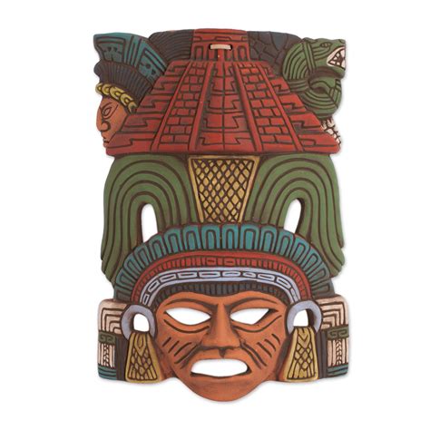 Kiva Store | Hand Painted Ceramic Mayan Wall Mask from Mexico - Mayan ...