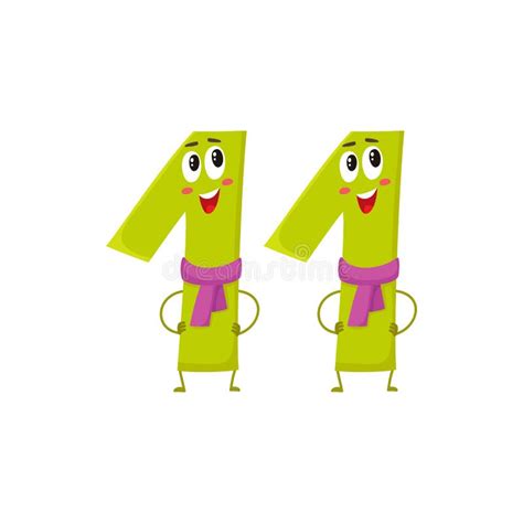 Cute and Funny Colorful 11 Number Characters, Birthday Greetings Stock ...