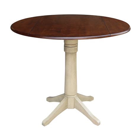 42" Round Dual Drop Leaf Table - 36.3"H - Almond/Espresso - Walmart.com - Walmart.com