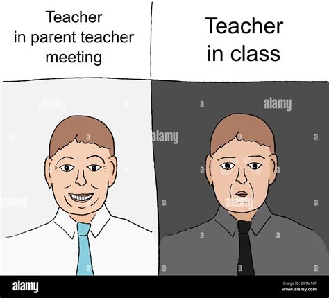 Teacher in class vs school teacher in parent meeting. Funny meme for ...