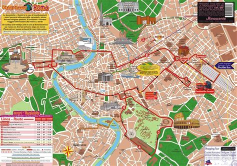 Map Of Rome Tourist Attractions, Sightseeing & Tourist Tour - Printable ...