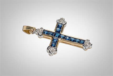 10k cross pendant with diamonds and blue sapphires | Etsy | Cross pendant, Pendant, Blue sapphire