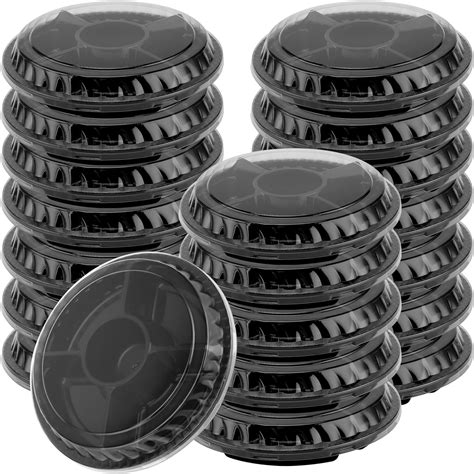 Amazon.com: JEUIHAU 20 PCS Disposable Fruit Tray with Lid, Black ...