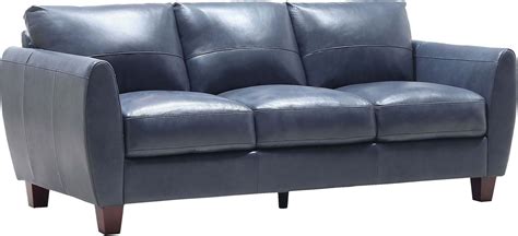 Georgetowne Traverse Blue Leather Sofa - 1StopBedrooms.