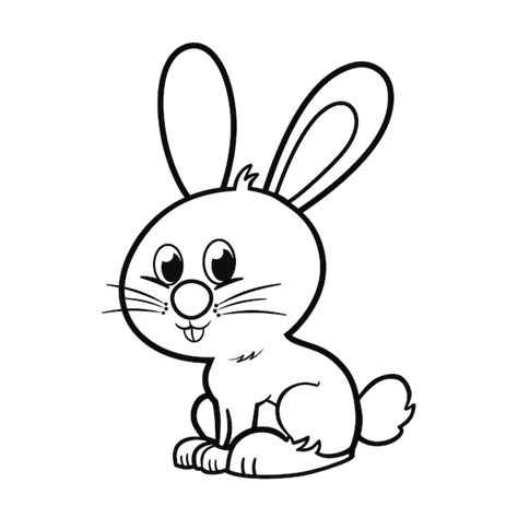 Premium Vector | Black and white rabbit cartoon character vector ...