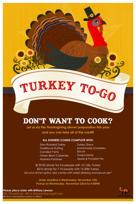 Turkey To-Go Pick-Up | Fox Meadow Country Club | Wednesday, November 22 ...