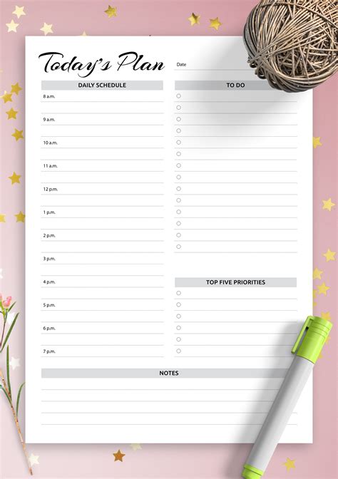 Download Printable Daily planner with hourly schedule & to-do list - AM/PM time format PDF