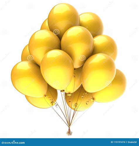 Balloon Bunch Yellow Happy Birthday Party Decoration Glossy Stock ...