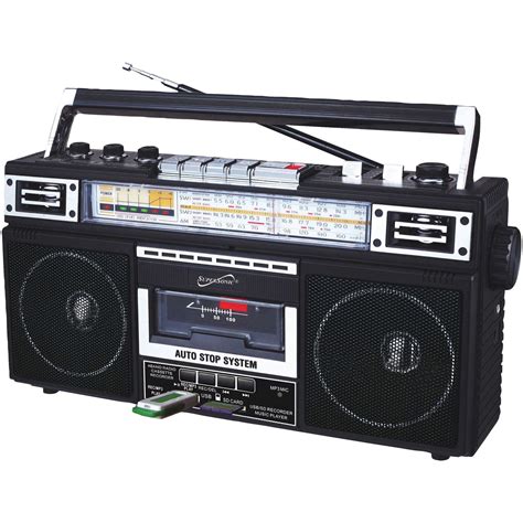 Supersonic SC-3201BT-BK Retro 4-Band Radio and Cassette Player with Bluetooth (Black) - Walmart.com