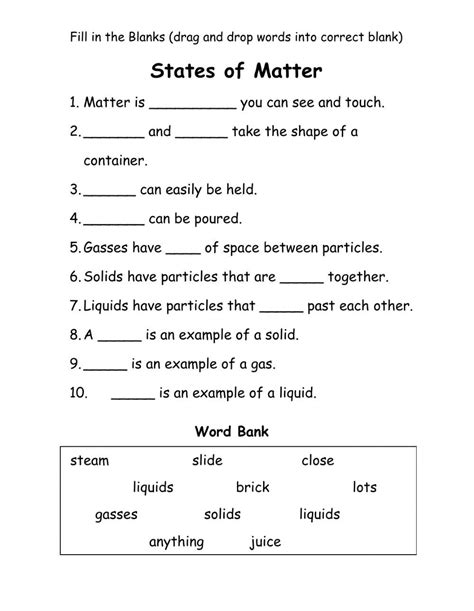 3 States Of Matter, States Of Matter Worksheet, Matter Worksheets ...